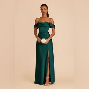Birdy Grey Mia Convertible Dress Matte Satin Emerald